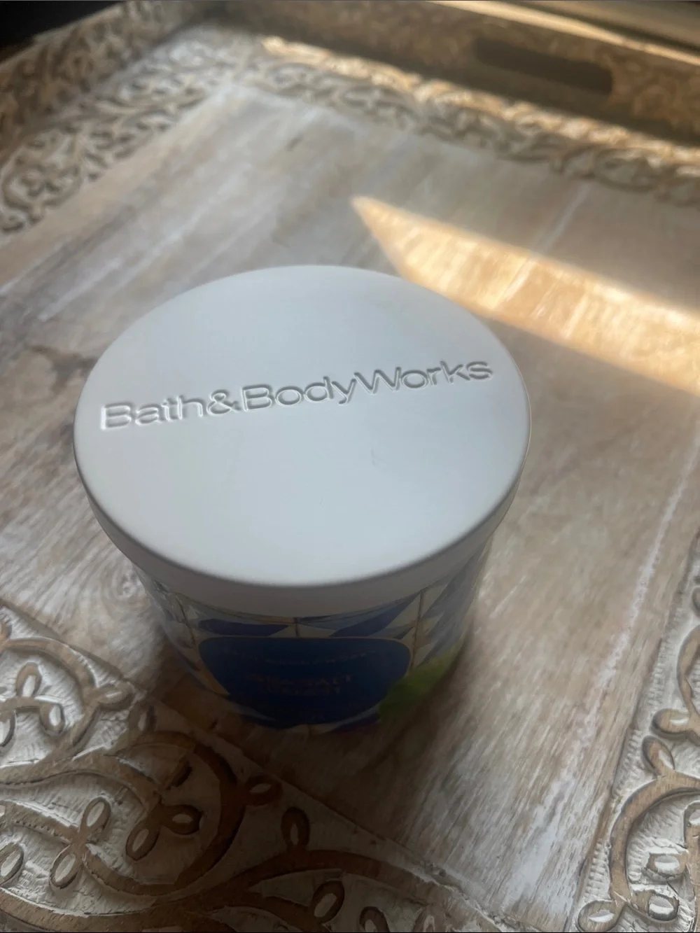 Bath & Body Works Sea Salt Coast 3-Wick Candle - Blue & Gold